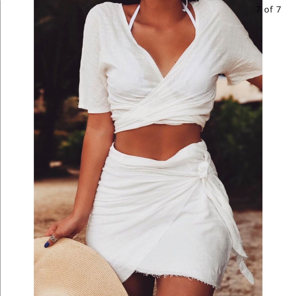 White linen skirt